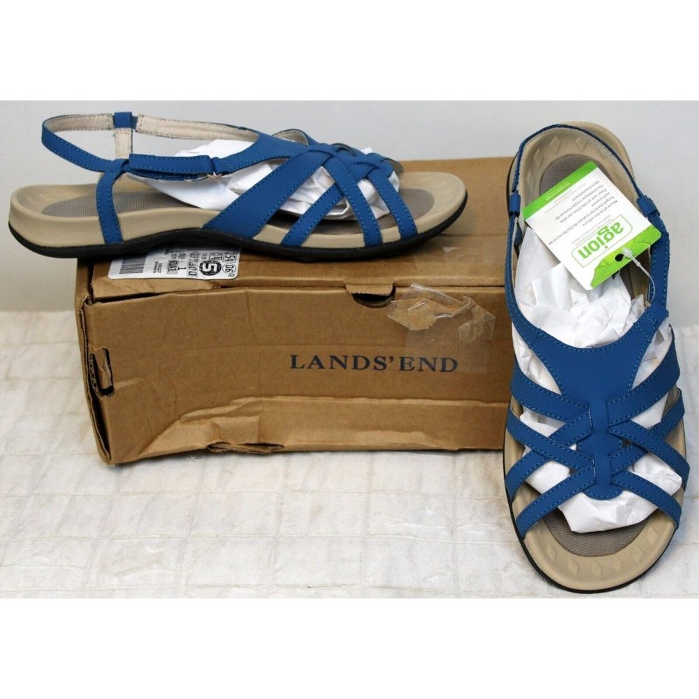 Land's End Sandals Agion sz 8B Terrain Deep Sea Mist Blue Women Summer Beach